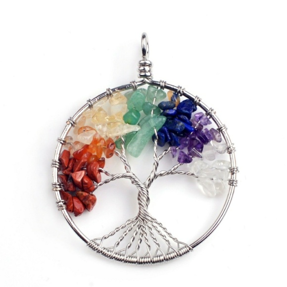 Tree of life 7 chakras natural stone pendant - Picture 4 of 6